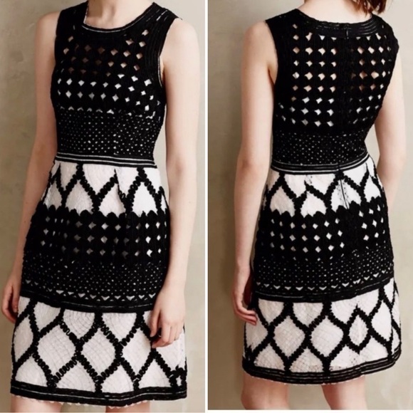 Anthropologie Dresses & Skirts - Anthropologie Rona Basketweave Black White Dress by Yoana Baraschi Dress 4